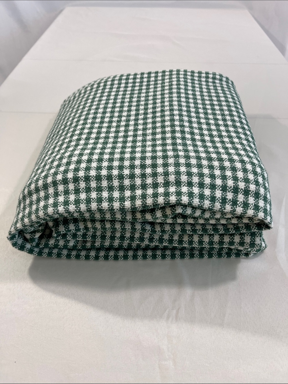 VTG Ralph Lauren Gingham King Bedspread Blanket Green/White Cotton 108”x90” - Picture 3 of 7
